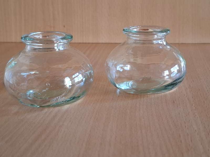 Set of 2 Small Glass Jars - height 6cm width 8cm
