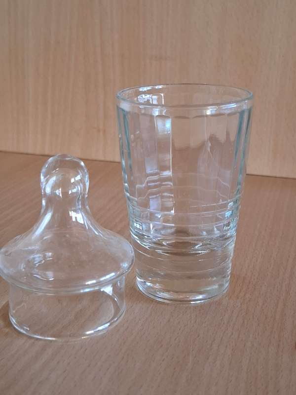 Small Lidded Glass Jar - height 14cm width 6cm