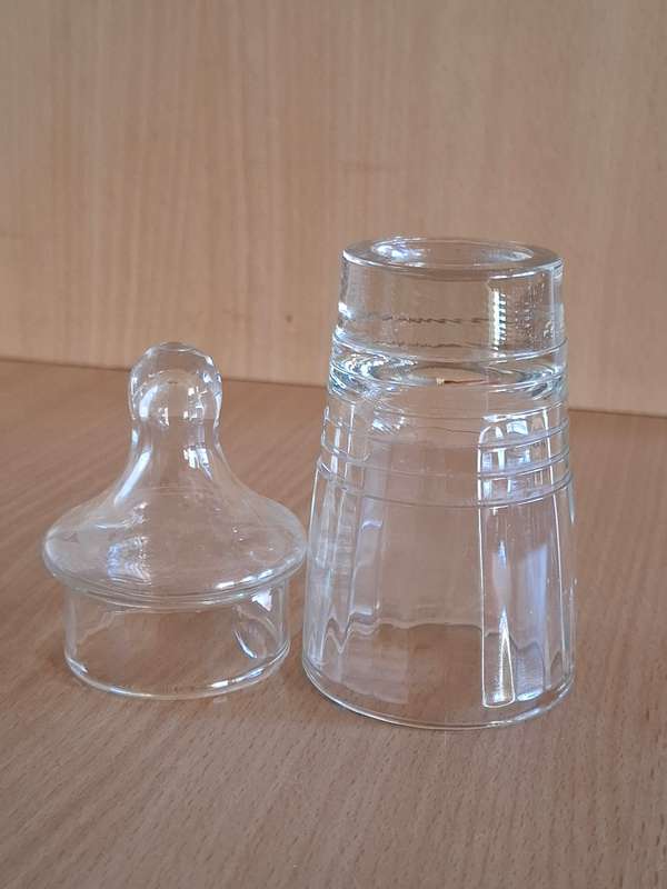 Small Lidded Glass Jar - height 14cm width 6cm
