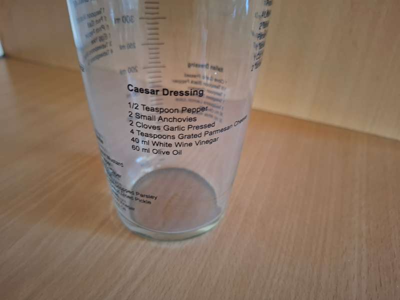 Glass Bottle Salad Dressing Shaker - height 17cm width 10cm