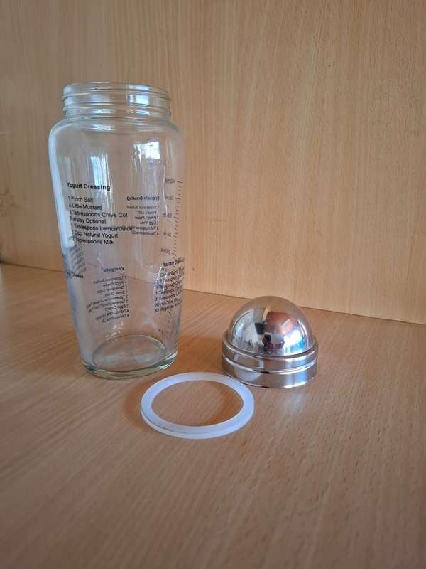 Glass Bottle Salad Dressing Shaker - height 17cm width 10cm