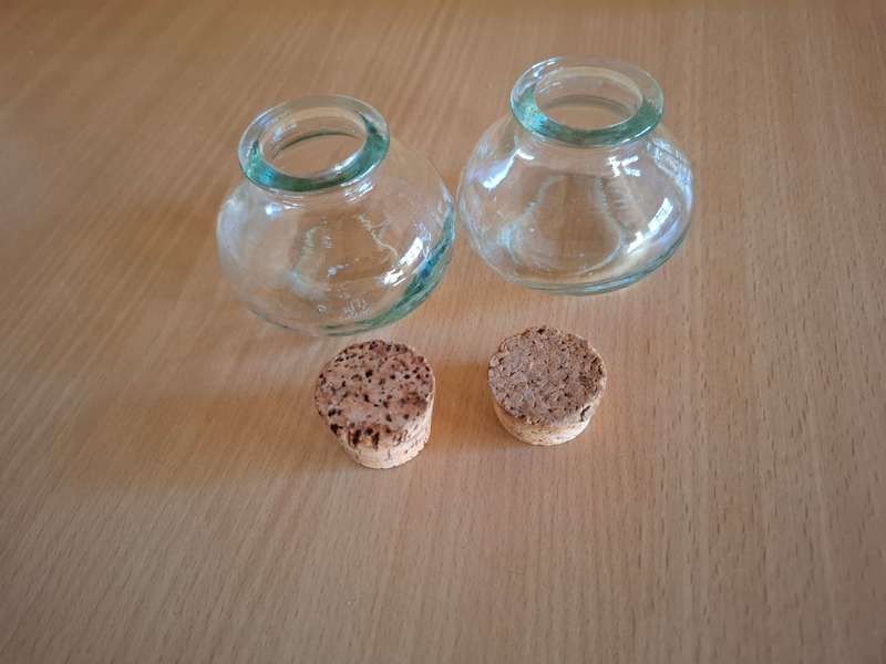 Set of 2 Small Glass Jars - height 6cm width 8cm