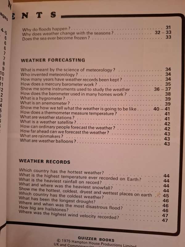 The Quizzer Book about Weather  (Paperback)