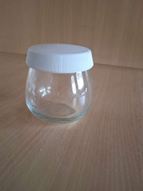 Small Lidded Glass Jar - height 7cm width 6cm
