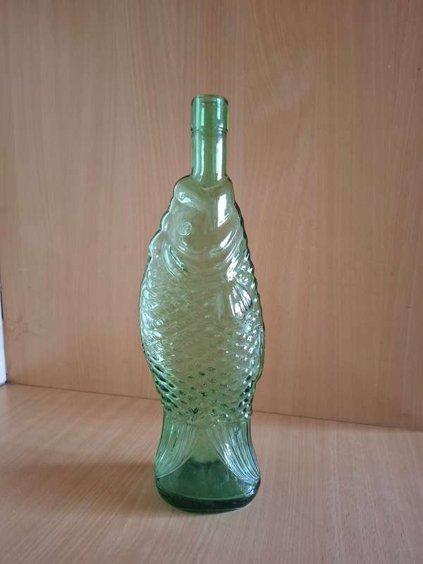 Fish shaped Glass Bottle - height 33cm width 13cm