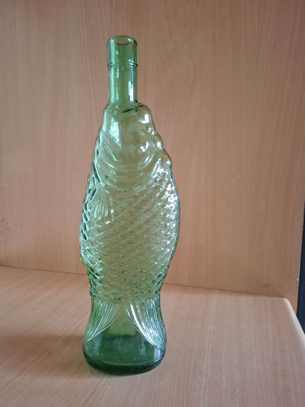 Fish shaped Glass Bottle - height 33cm width 13cm