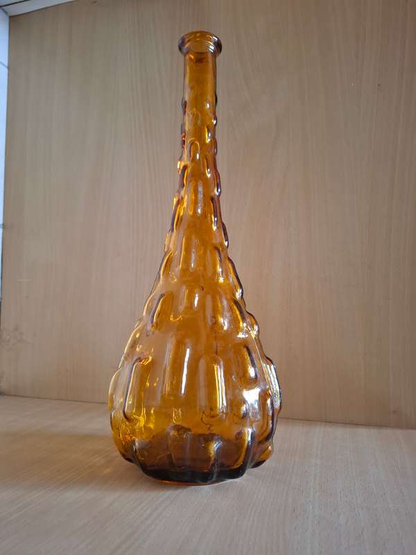 Vintage Amber Glass Bottle - height 38cm width 18cm