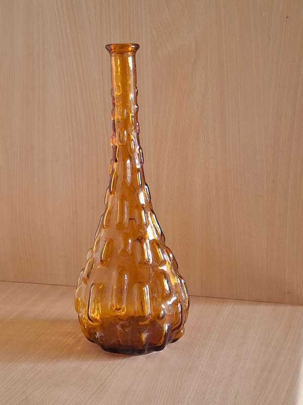 Vintage Amber Glass Bottle - height 38cm width 18cm
