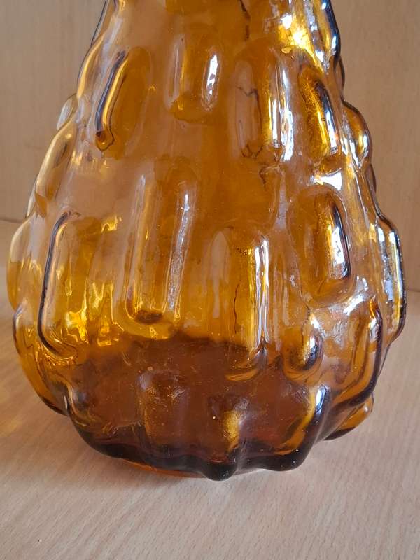 Vintage Amber Glass Bottle - height 38cm width 18cm