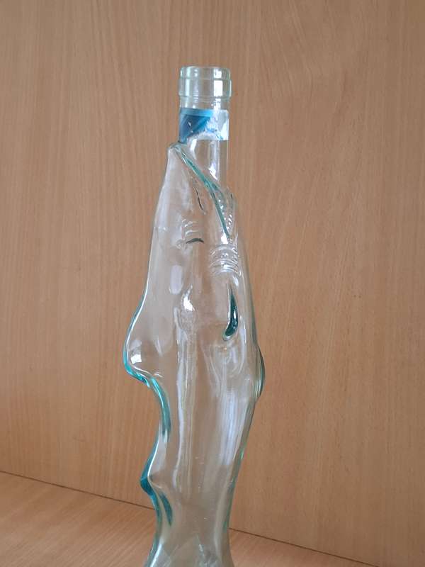 Shark Shape Glass Bottle - height 38cm width 12cm