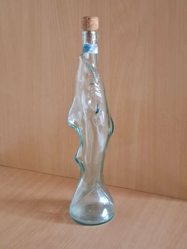 Shark Shape Glass Bottle - height 38cm width 12cm