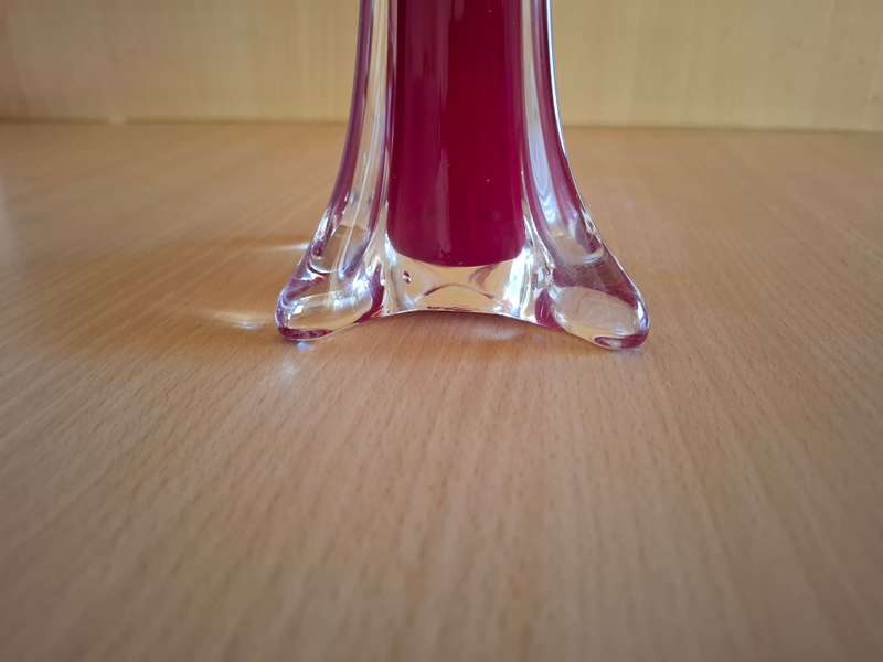 Vintage Red Glass Vase - height 30cm