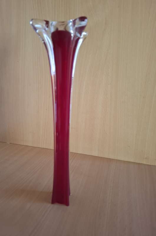Vintage Red Glass Vase - height 30cm