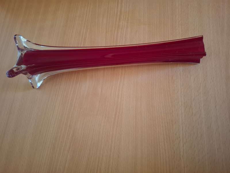 Vintage Red Glass Vase - height 30cm