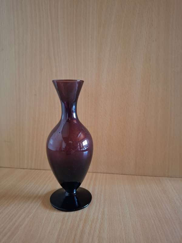 Purple Glass Vase - height 15cm width 7cm
