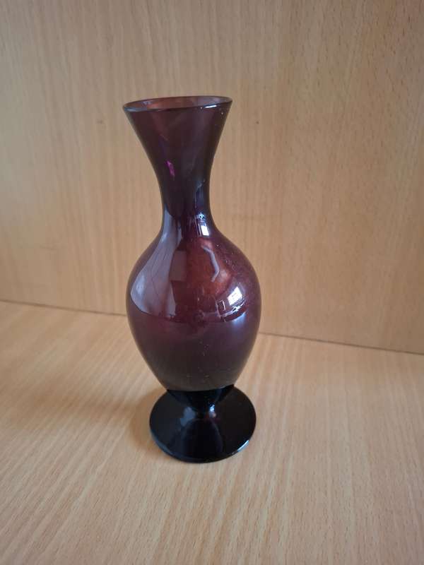 Purple Glass Vase - height 15cm width 7cm