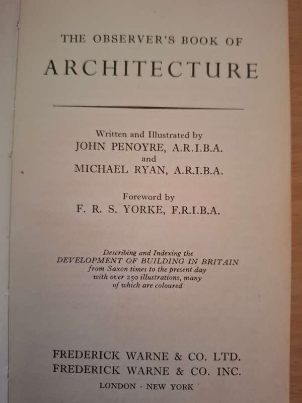 The Observer`s Book of Architecture : John MPenoyre & Michael Ryan  (Hardcover)