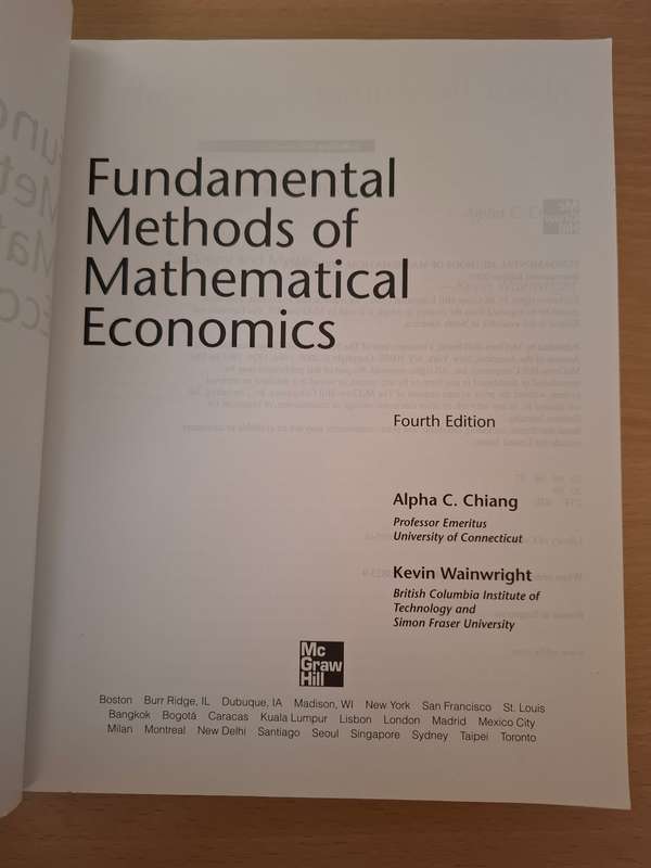 Fundamental Methods of Mathematical Economics - Fourth Edition : Alpha C. Chiang, K. Wainwright