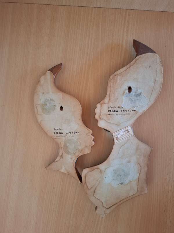 Set of 2 Wooden Female Figurine Wall Hanging