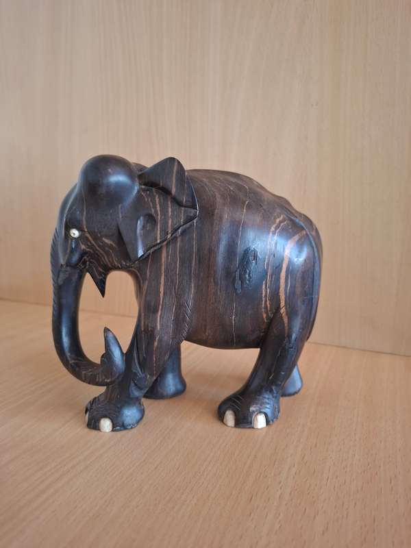Carved Wooden Elephant Figurine  (20cm x 7cm height 16cm)