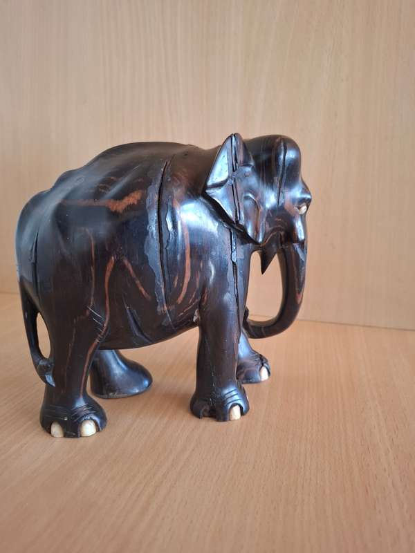Carved Wooden Elephant Figurine  (20cm x 7cm height 16cm)