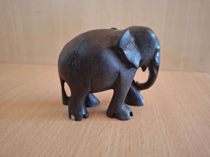 Set of 3 Wooden Elephant Figurines