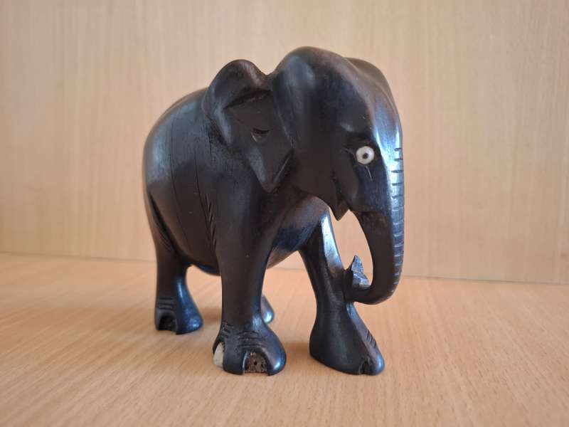 Set of 3 Wooden Elephant Figurines