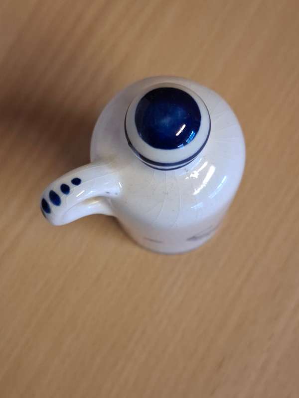 Small Ceramic Blue & White Jar, Made in Holland - height 9cm width 4cm