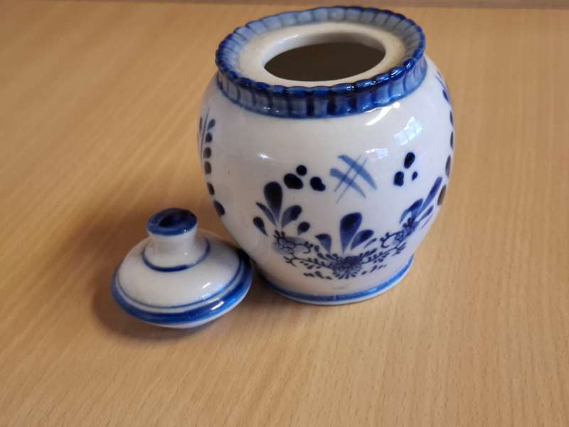Small Blue & White Ceramic Jar