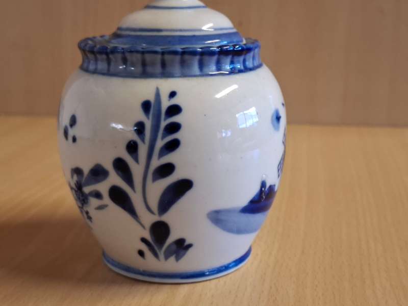 Small Blue & White Ceramic Jar