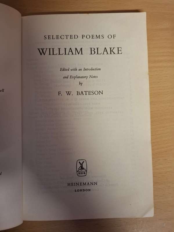 Selected Poems of William Blake : F.W. Bateson  (Paperback)