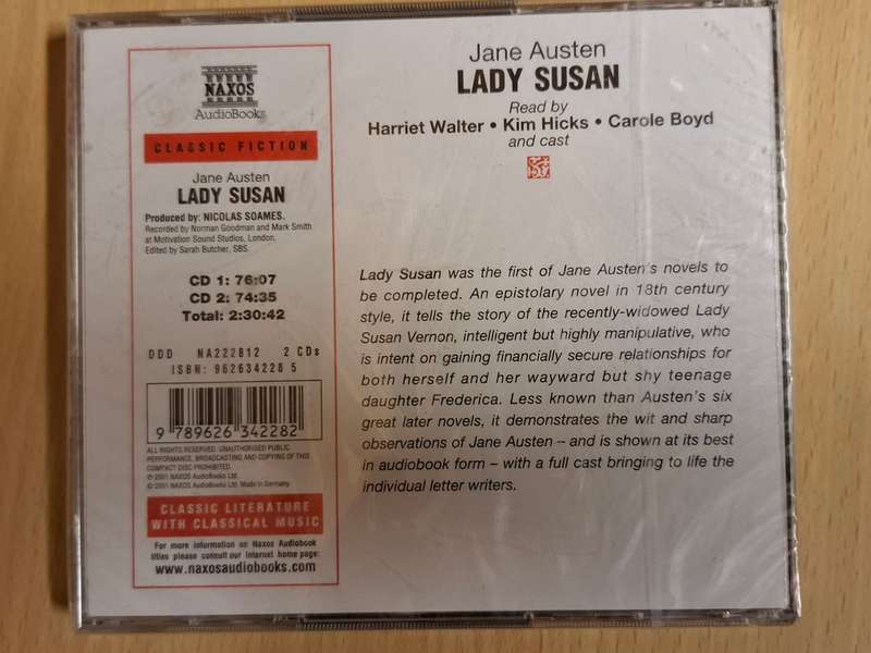 Lady Jane by Jane Austen Read by Harriet Walter, Kim Hicks, Carole Boyd (CD) NEW CONDITION