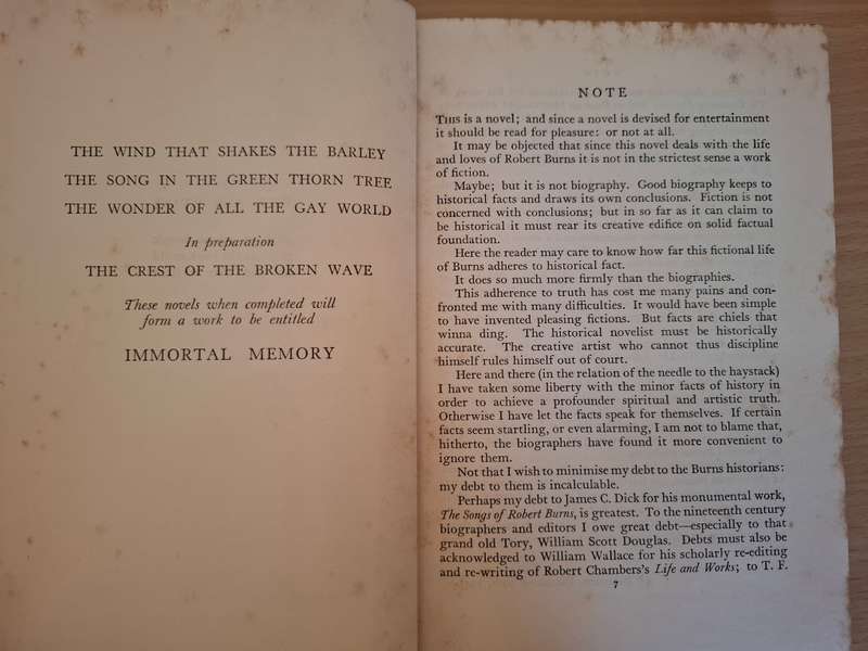 The Wind that Shakes the Barley - A Novel of The Life and Loves of Robert Burns : James Barke