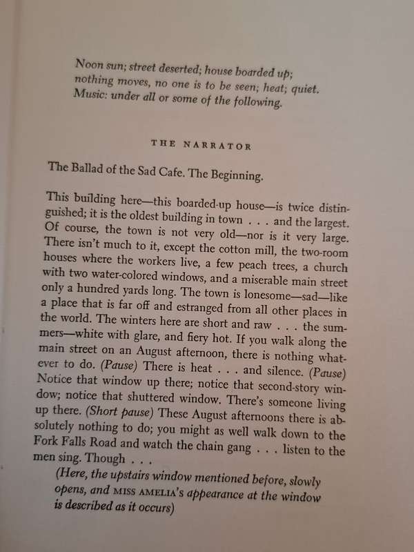 The Play - The Ballad of The Sad Cafe:Carson McCullers` Novella adapted to the stage by Edward Albee