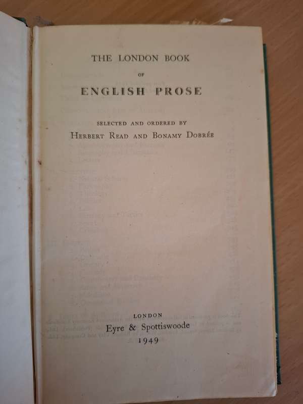 The London Book of English Prose  : Herbert Read and Bonamy Dobree (Hardcover)