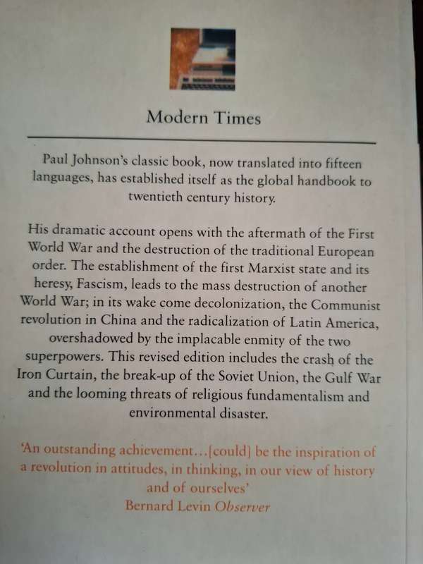 Modern Times - A History of The World From the 1920`s to the 1990`s : Paul Johnson (Paperback)