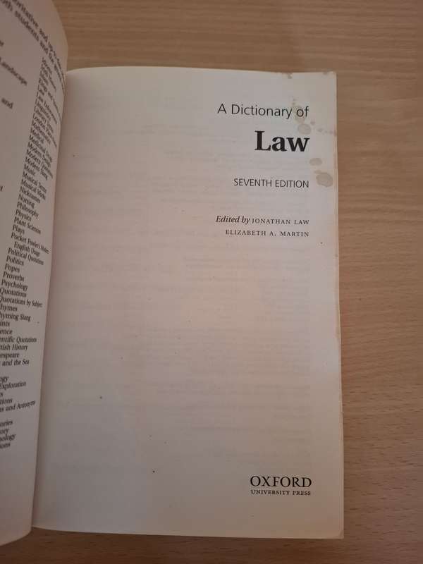 Oxford Dictionary of Law  (Paperback)