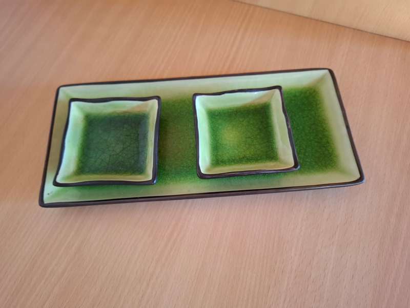 Set of 3 Green Ceramic Platter