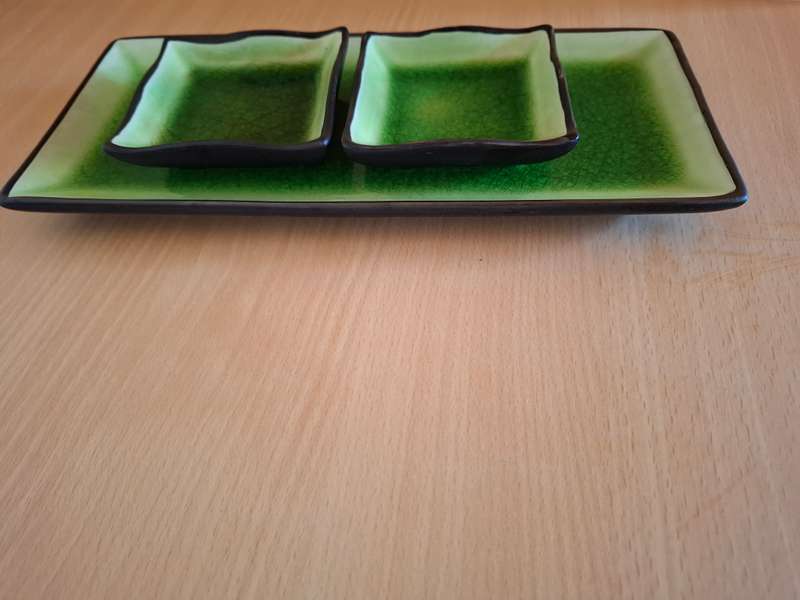Set of 3 Green Ceramic Platter