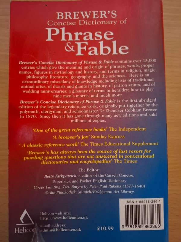Brewer`s Concise Dictionary of Phrase & Fable  (Paperback)