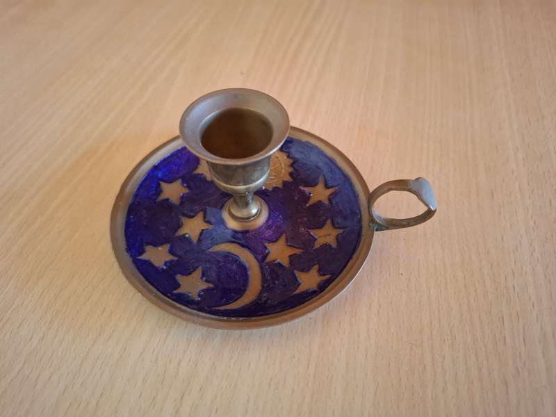 Small Brass Candle Holder (Sun, Moon & Stars)  width 10cm height 5cm