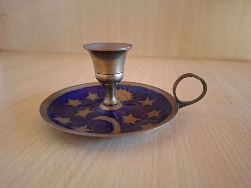 Small Brass Candle Holder (Sun, Moon & Stars)  width 10cm height 5cm