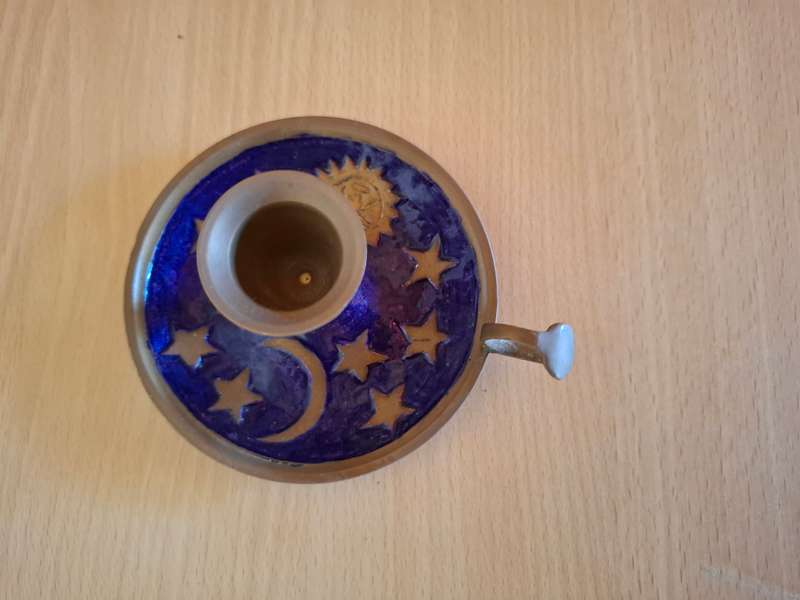 Small Brass Candle Holder (Sun, Moon & Stars)  width 10cm height 5cm