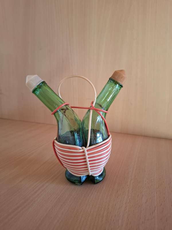 Small Glass Oil & Vinegar Decanter Set - height 14cm width 10cm