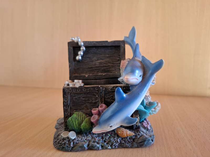 Small Dolphin Figurine/Treasure Chest Ornament - width 9cm height 9cm