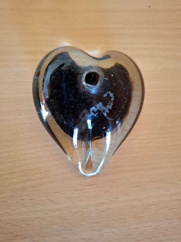 Small Glass Heart Shaped Paperweight  (8cmx 7cm)