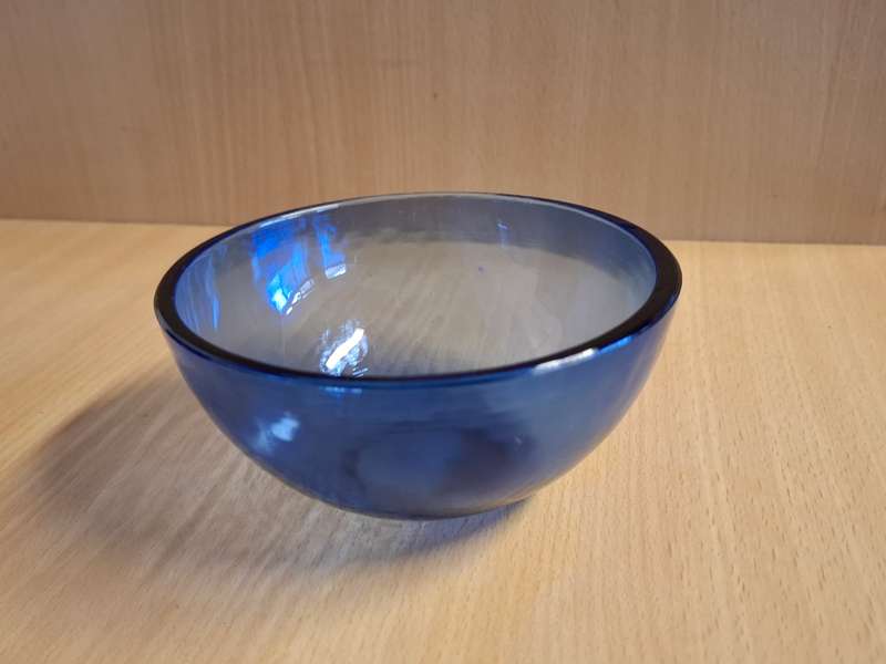 Set of 7 Cobalt Blue Glass Bowls - width 12cm height 6cm
