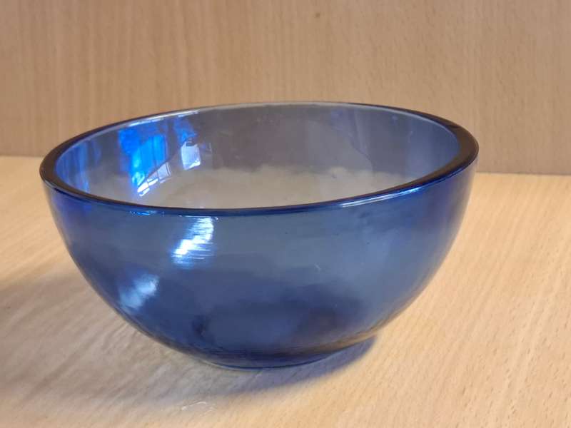 Set of 7 Cobalt Blue Glass Bowls - width 12cm height 6cm