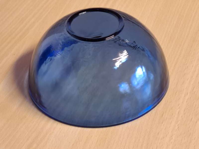 Set of 7 Cobalt Blue Glass Bowls - width 12cm height 6cm
