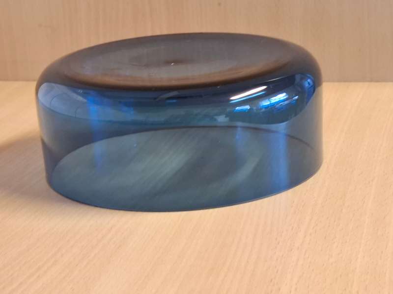 Round Blue Glass Bowl - width 18cm height 7cm